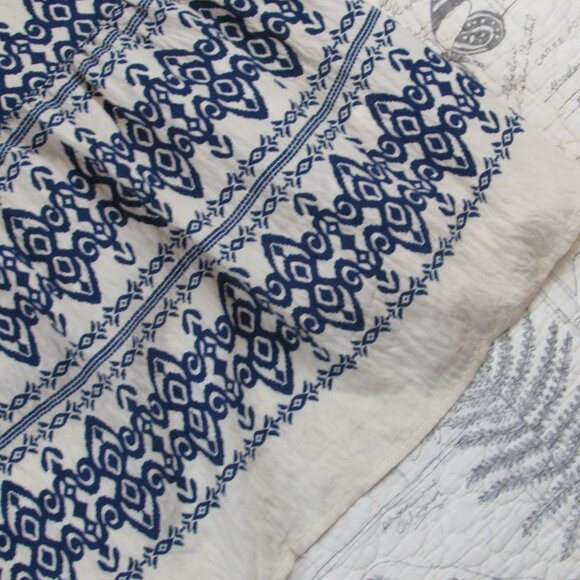 NEW Figueroa Flower Boho Woven Dress plus size summer 3/4 Sl L Blue Print 3X - Picture 7 of 11